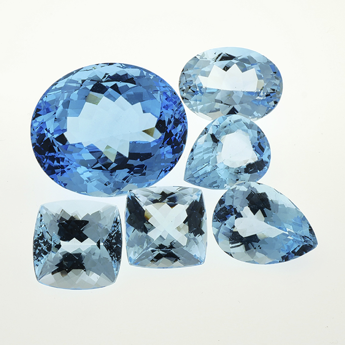 sky blue topaz and swiss blue topaz, cusion, pear and oval cuts